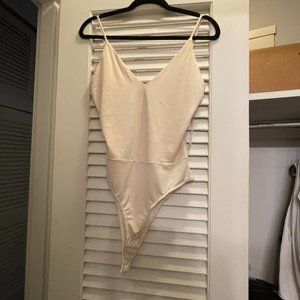 V Neck white bodysuit
